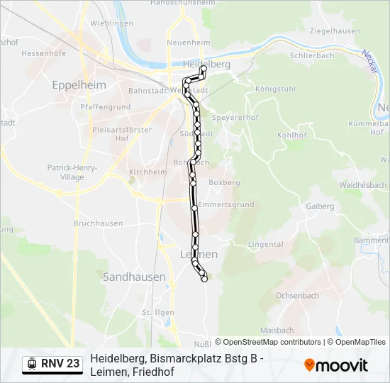 RNV 23 Light Rail Line Map