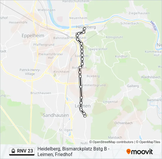 RNV 23 Light Rail Line Map