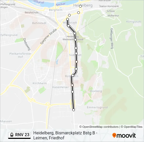RNV 23 Light Rail Line Map