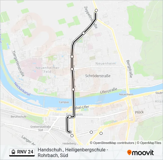 RNV 24 Light Rail Line Map