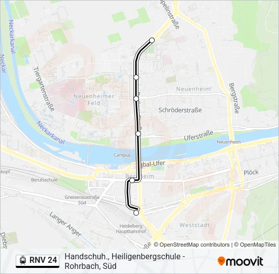 RNV 24 Light Rail Line Map