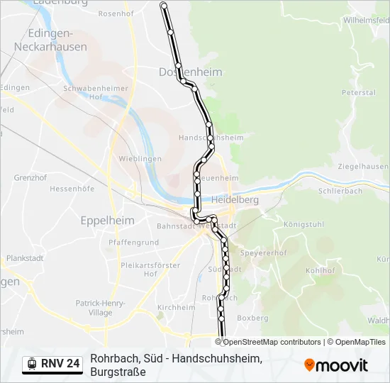 RNV 24 Light Rail Line Map