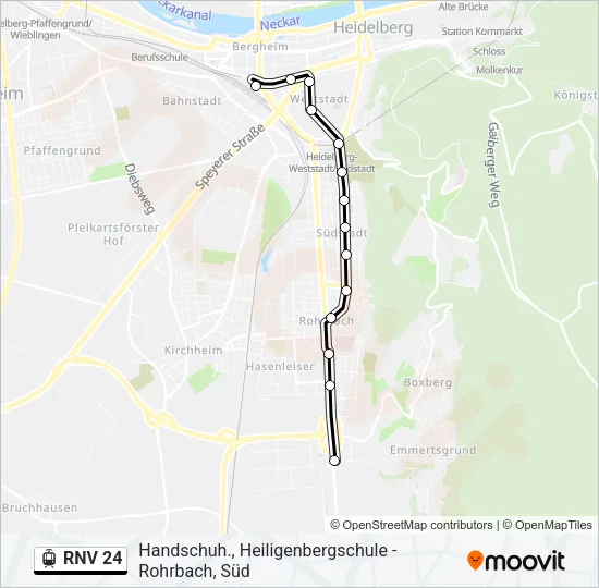 RNV 24 Light Rail Line Map