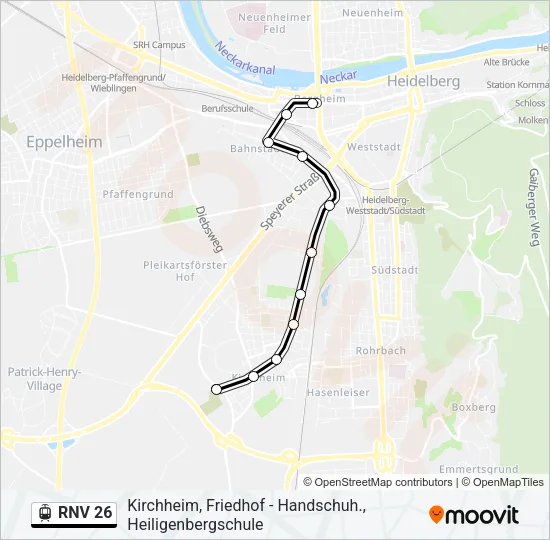 RNV 26 Light Rail Line Map