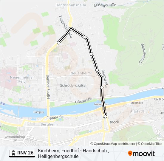 Straßenbahnlinie RNV 26 Karte