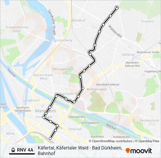 RNV 4A Light Rail Line Map