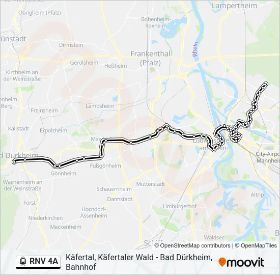 RNV 4A Light Rail Line Map