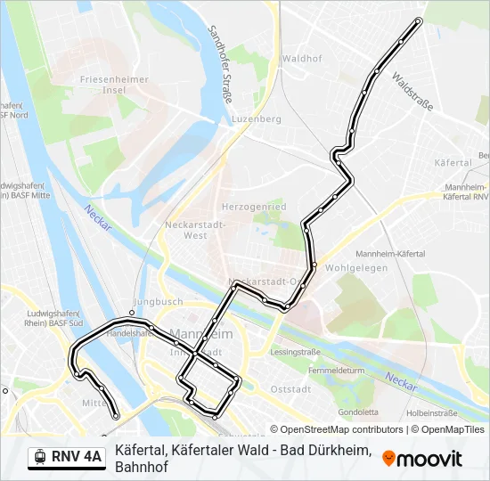 RNV 4A Light Rail Line Map