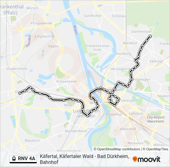 RNV 4A Light Rail Line Map