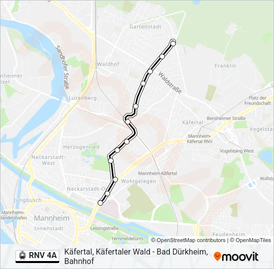 RNV 4A Light Rail Line Map
