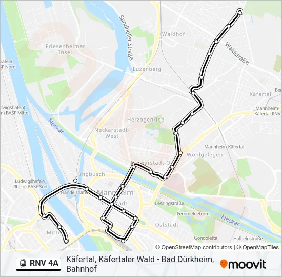 RNV 4A Light Rail Line Map