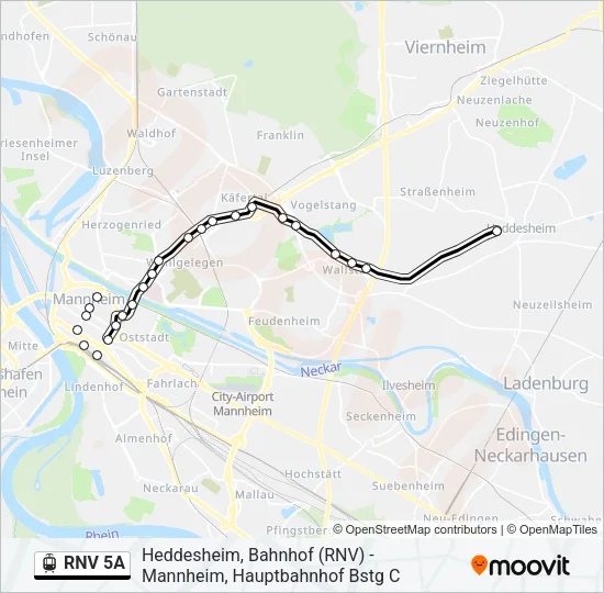 RNV 5A Light Rail Line Map