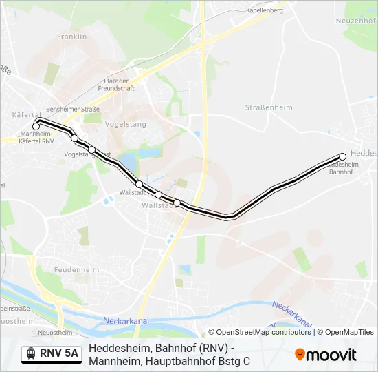 RNV 5A Light Rail Line Map