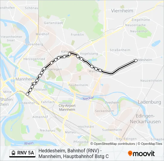RNV 5A Light Rail Line Map