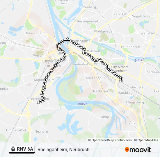 RNV 6A Light Rail Line Map
