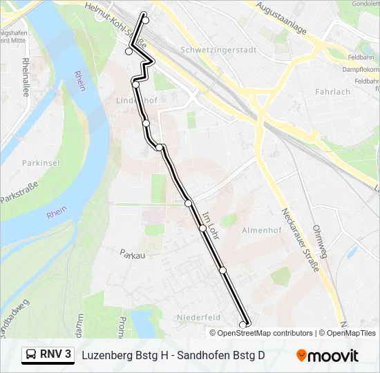 RNV 3 Bus Line Map