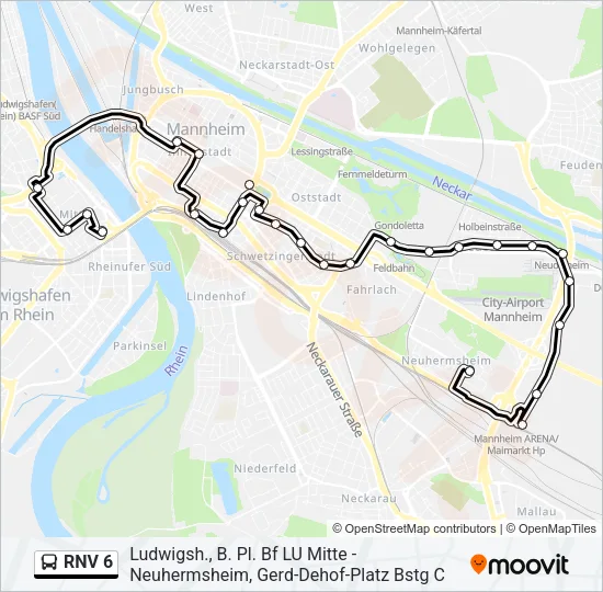RNV 6 Bus Line Map