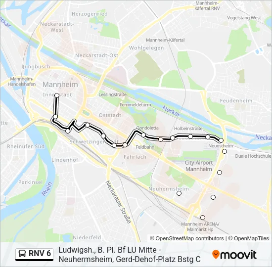RNV 6 Bus Line Map