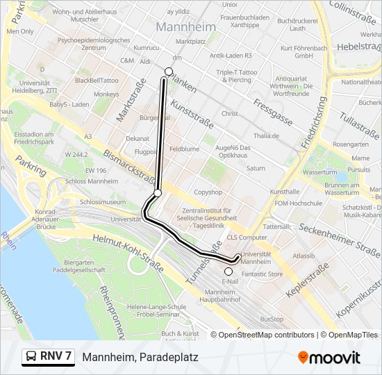 Автобус RNV 7: карта маршрута