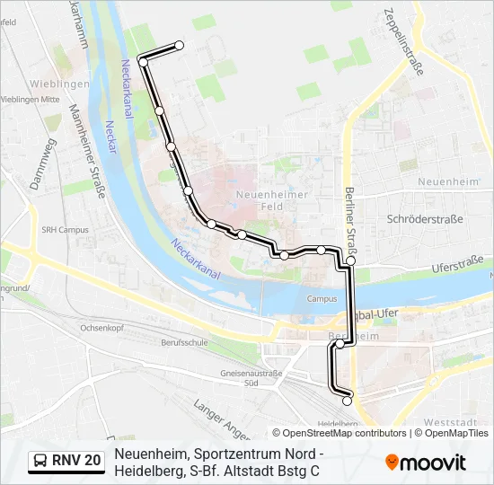 RNV 20 Bus Line Map