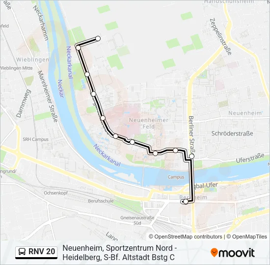 RNV 20 Bus Line Map