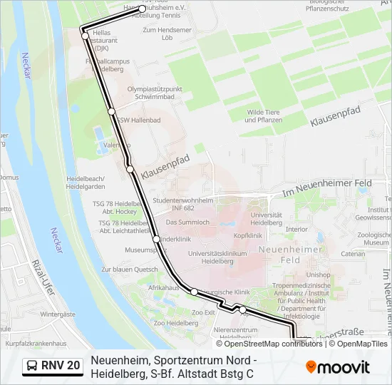 RNV 20 Bus Line Map