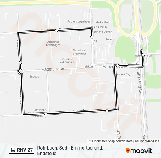 RNV 27 Bus Line Map