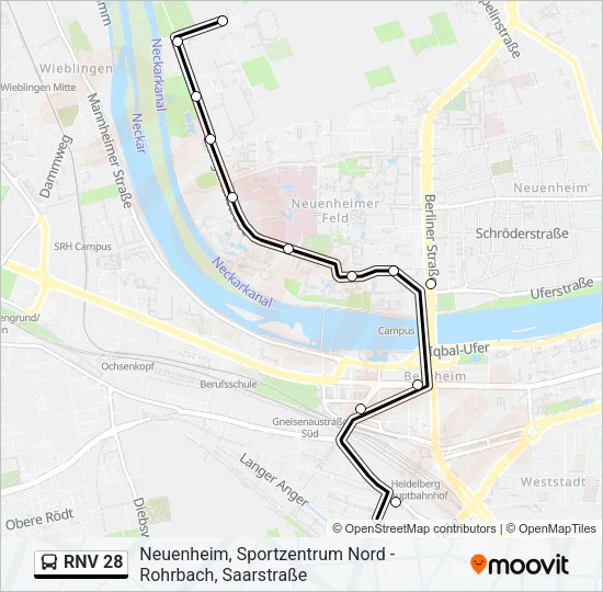 RNV 28 Bus Line Map