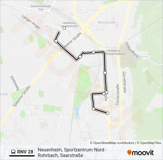RNV 28 Bus Line Map