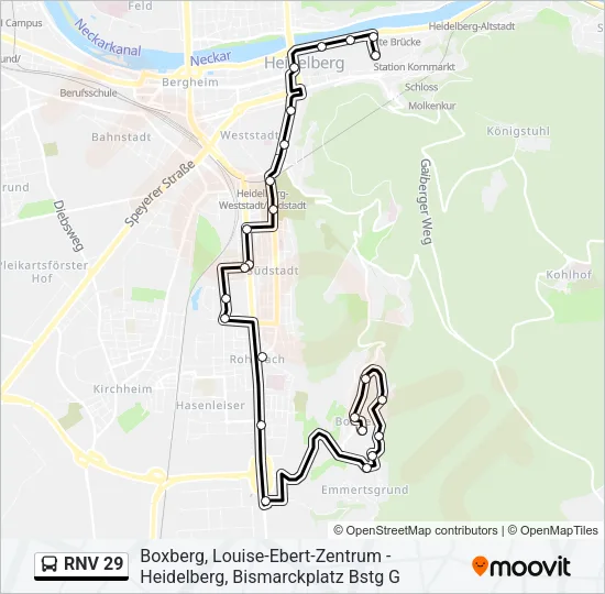 RNV 29 Bus Line Map