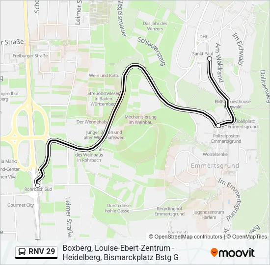 RNV 29 Bus Line Map