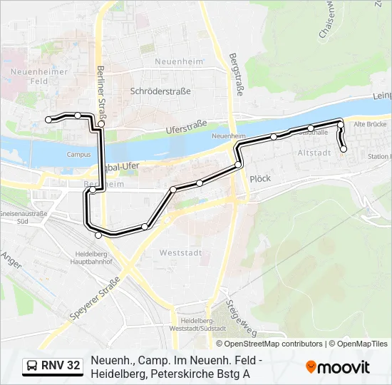 RNV 32 Bus Line Map