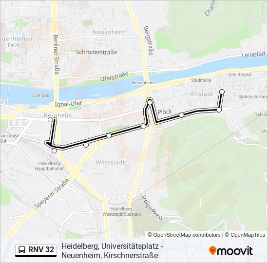 rnv 32 Route Schedules Stops Maps Heidelberg Betriebshof