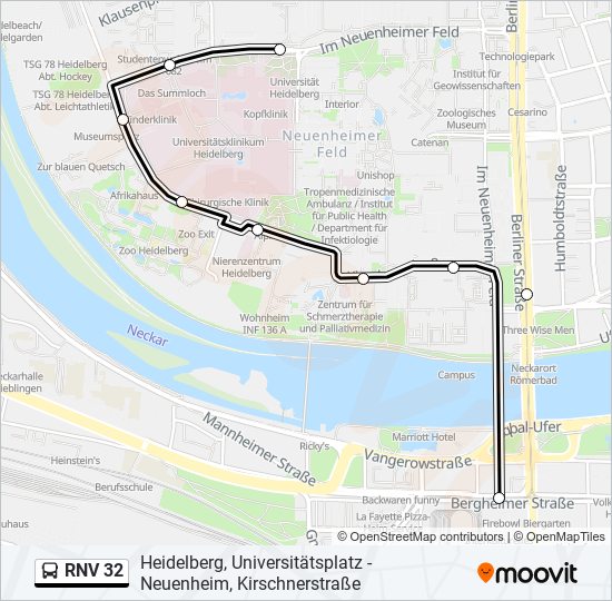 rnv 32 Route Schedules Stops Maps Heidelberg Betriebshof