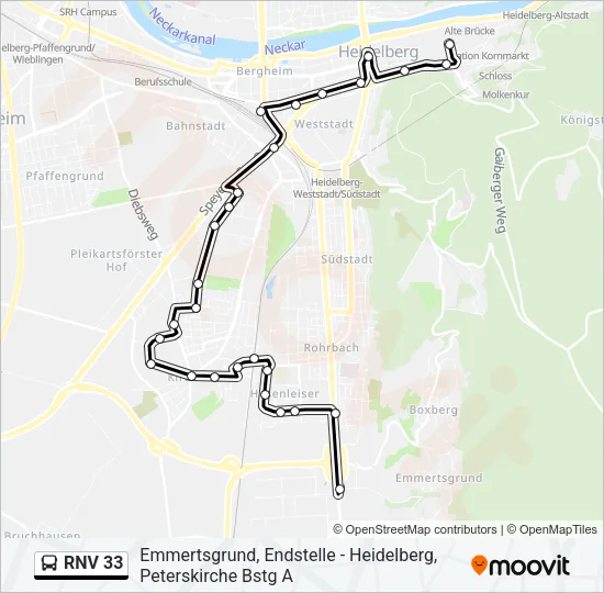 RNV 33 Bus Line Map