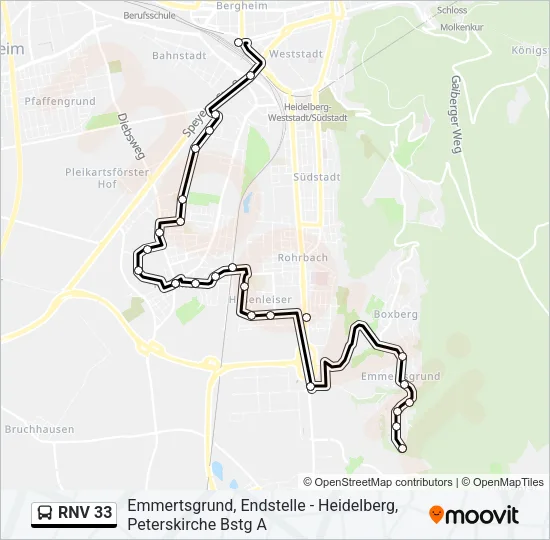 RNV 33 Bus Line Map