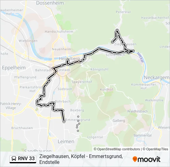 RNV 33 Bus Line Map