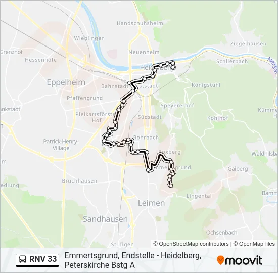 RNV 33 Bus Line Map