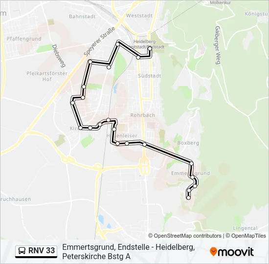 RNV 33 Bus Line Map