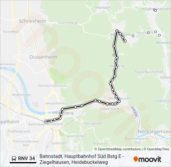 RNV 34 Bus Line Map