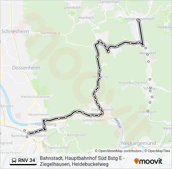RNV 34 Bus Line Map