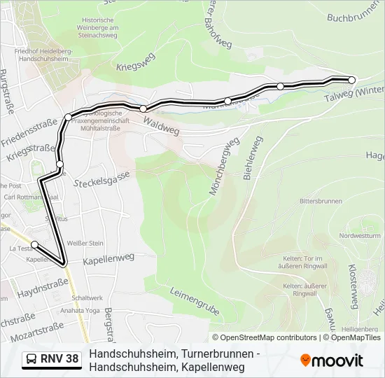 RNV 38 Bus Line Map