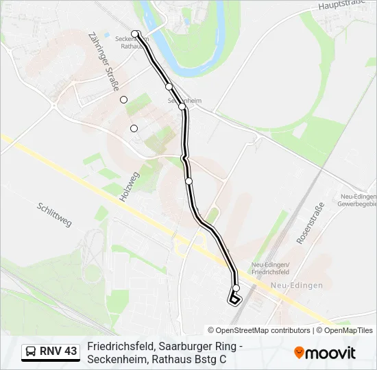 RNV 43 Bus Line Map