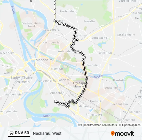 RNV 50 Bus Line Map