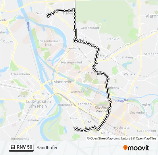 RNV 50 Bus Line Map