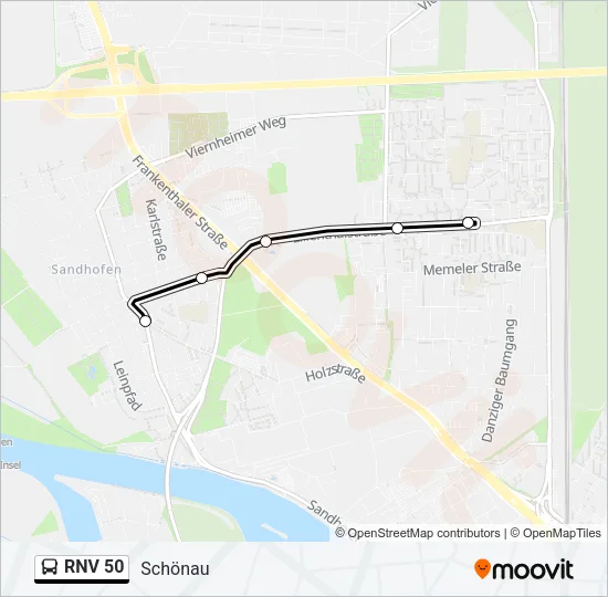 RNV 50 Bus Line Map