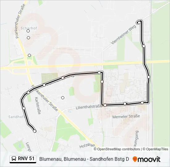 RNV 51 Bus Line Map