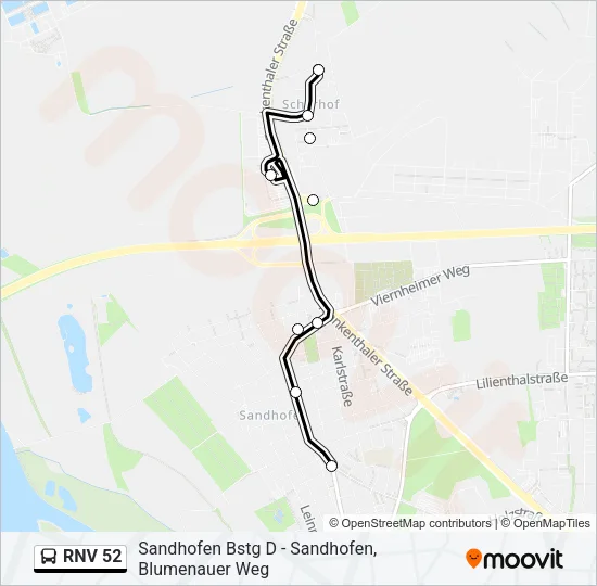 RNV 52 Bus Line Map