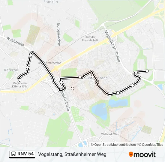 RNV 54 Bus Line Map