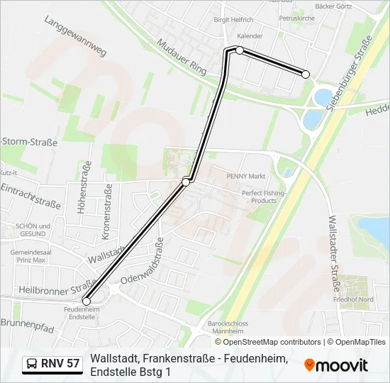 RNV 57 Bus Line Map